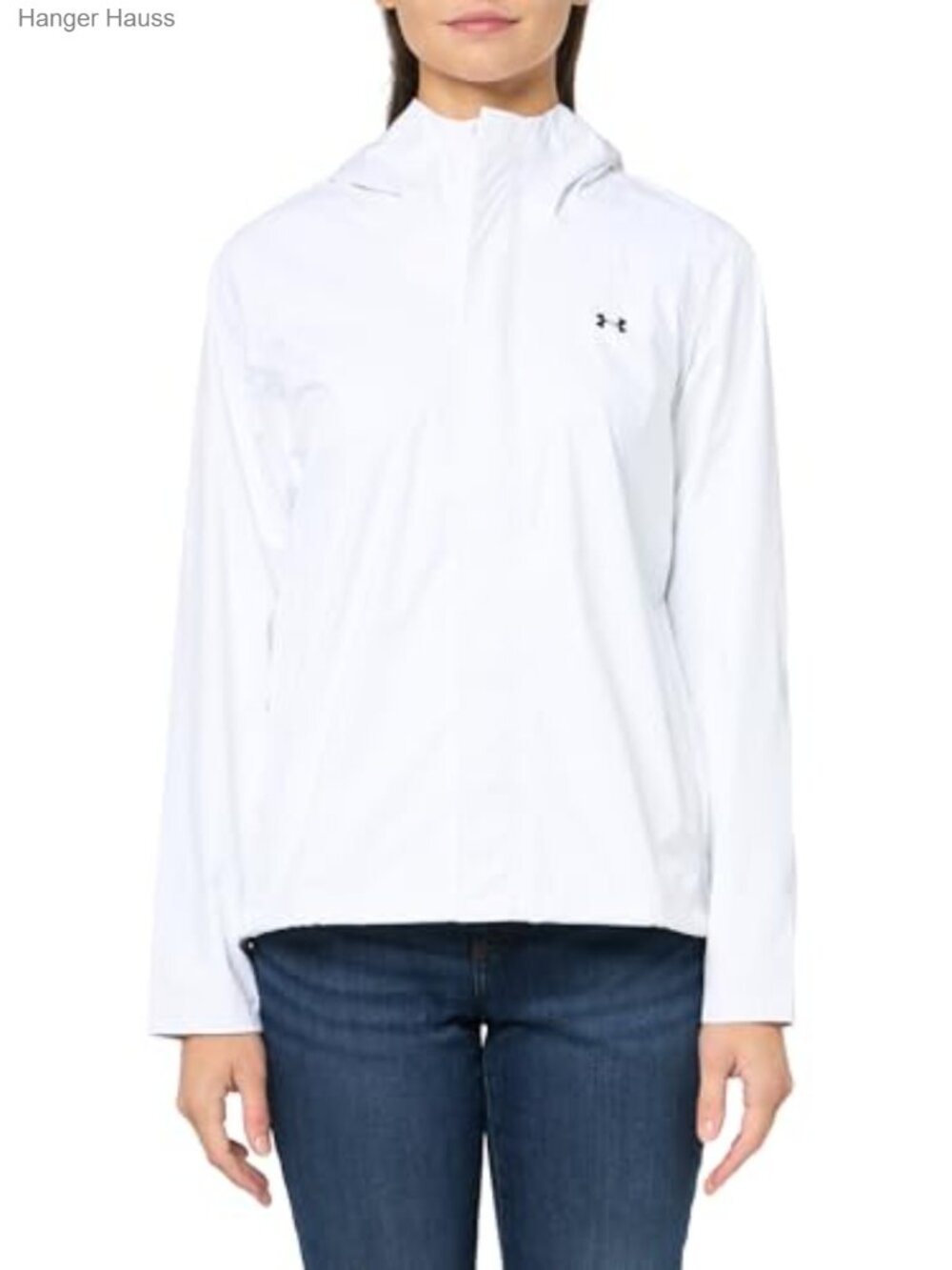 Waterproof Nylon Women's Hooded Rain Jacket Long Sleeve Zipper